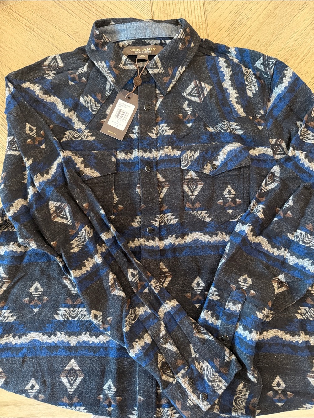 Cody James Blue & Black Aztec Button-Up Shirt